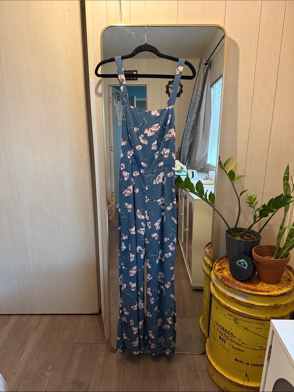 Urban Outfitters Teal Floral Wide-Leg Jumpsuit with Pink Blossoms